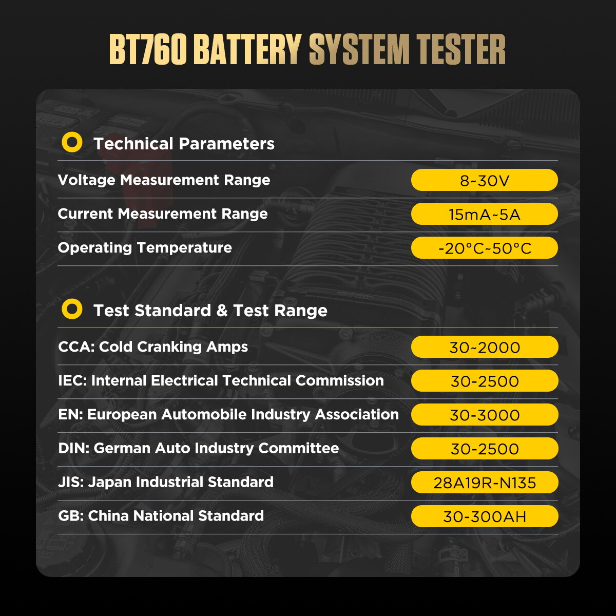 AUTOOL BT760 Battery Tester Load Charging Cranking Analyzer With Printer 8V~32V