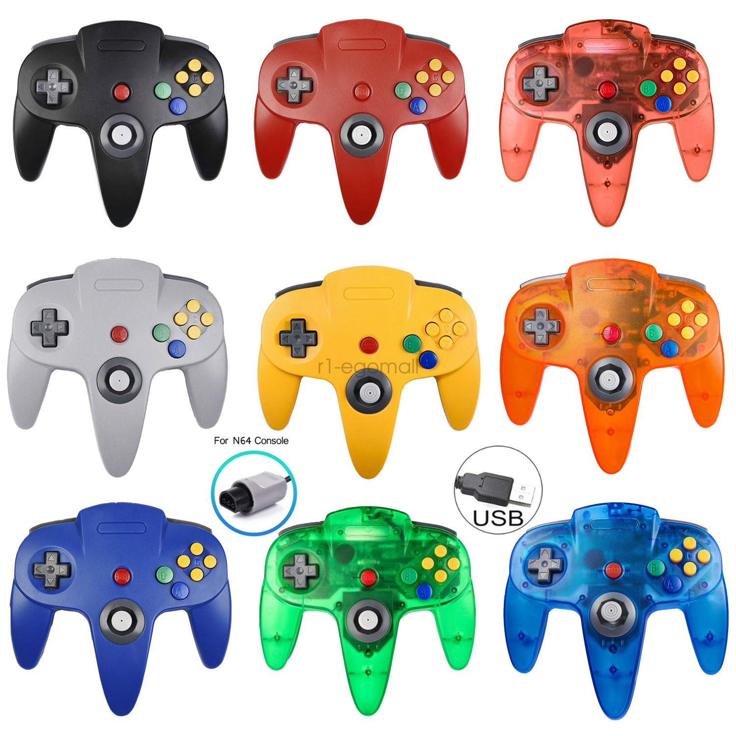 New USB/N64 Controller Gamepad Wired Game Joypad for Nintendo 64 Console/PC Mac