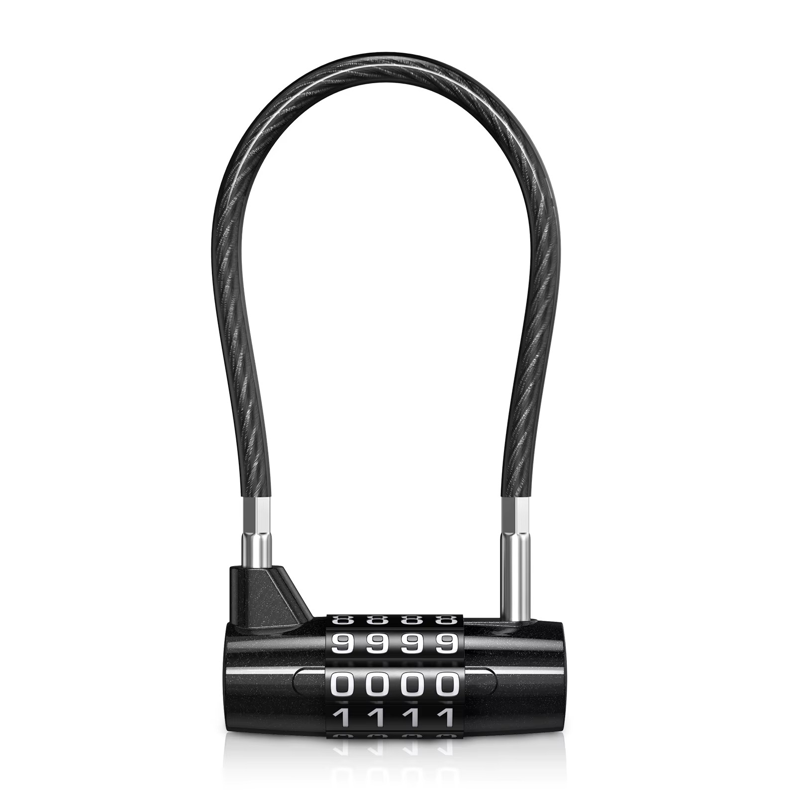 4 Digit Combination Padlock Resettable Padlock with Steel Cable Rope Waterproof