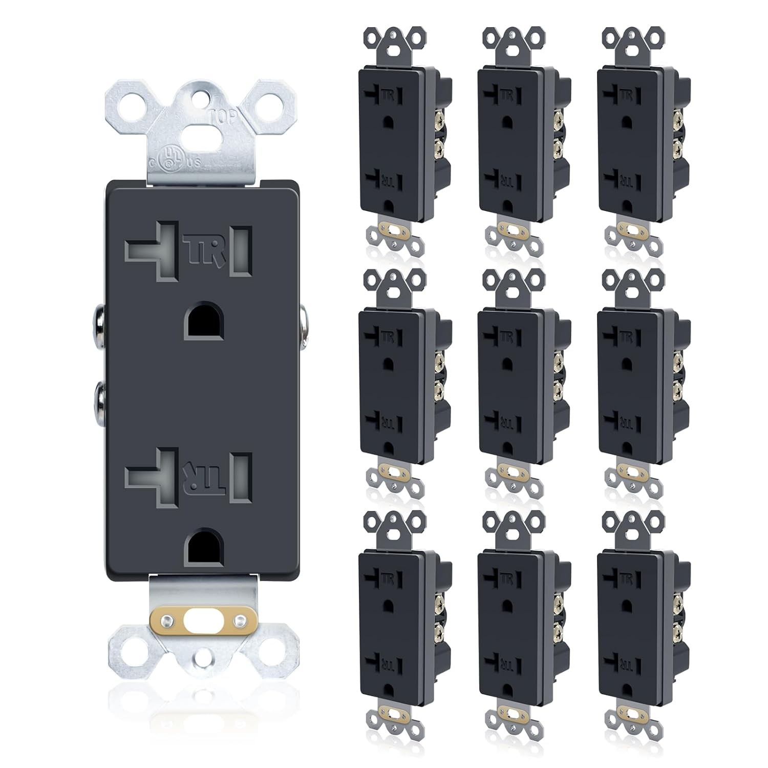 TOPELER Black Decora Electrical Wall Outlets,Tamper-Resistant Duplex Receptacle