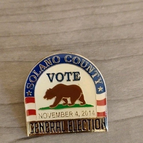General Election VOTE Solano County Pin November 4, 2014 California JE