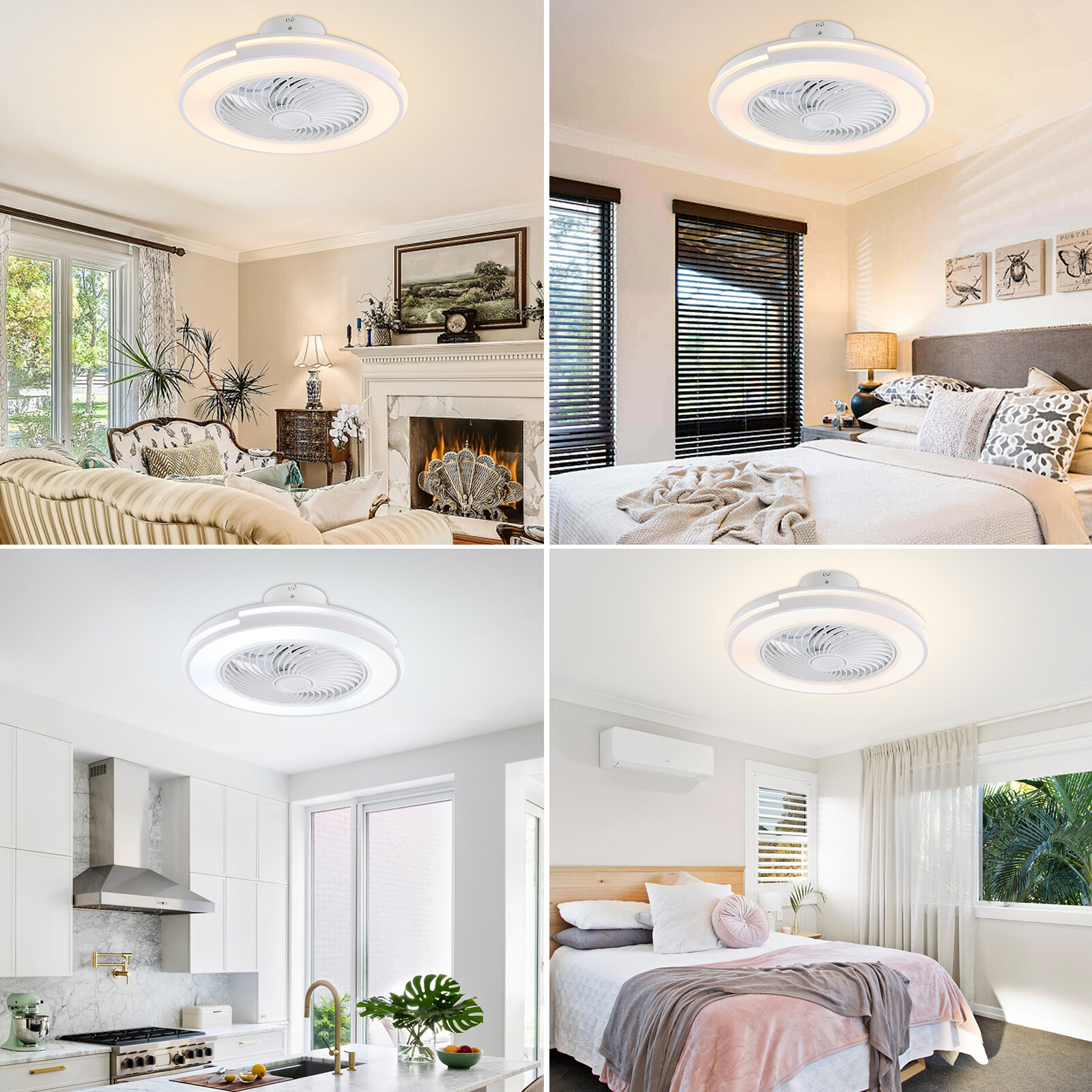 20" Modern Ceiling Fan with LED Light Chandelier Flush Mount Lamp Remote Control