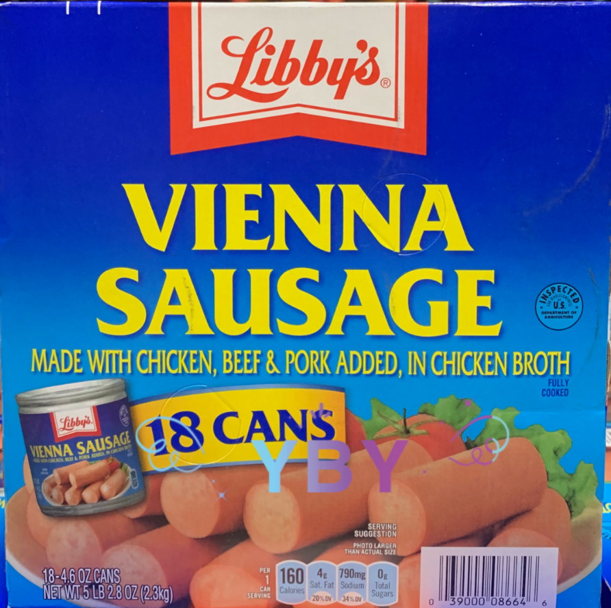 2 Packs Libby's Vienna Sausage 18 cans 82.8 oz Each Pack, Total 36 cans