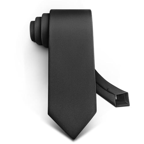Men Neckties,Solid Color Neckties Texture for Gift Men One Size Black7630