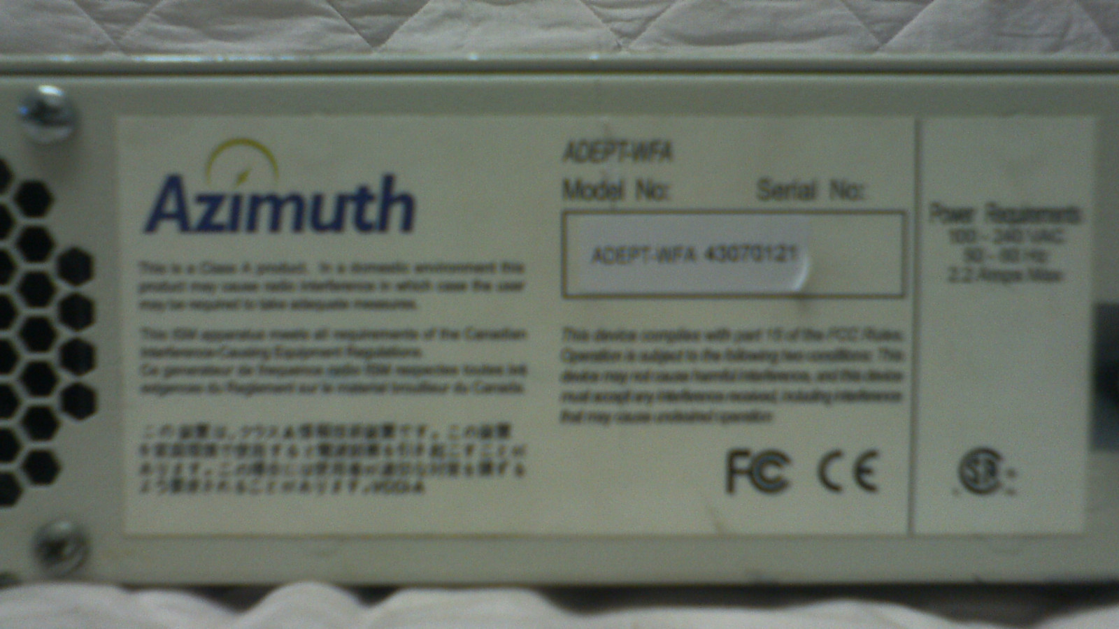 Azimuth Adept WFA Wi-Fi Certification Alliance Test Tool / Measurement