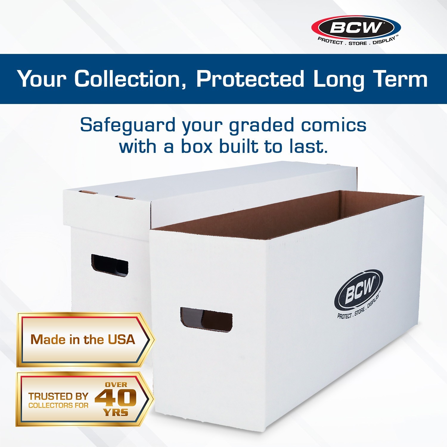 10 pack Long Comic Book Storage Box BCW Stackable Handles Current or Silver
