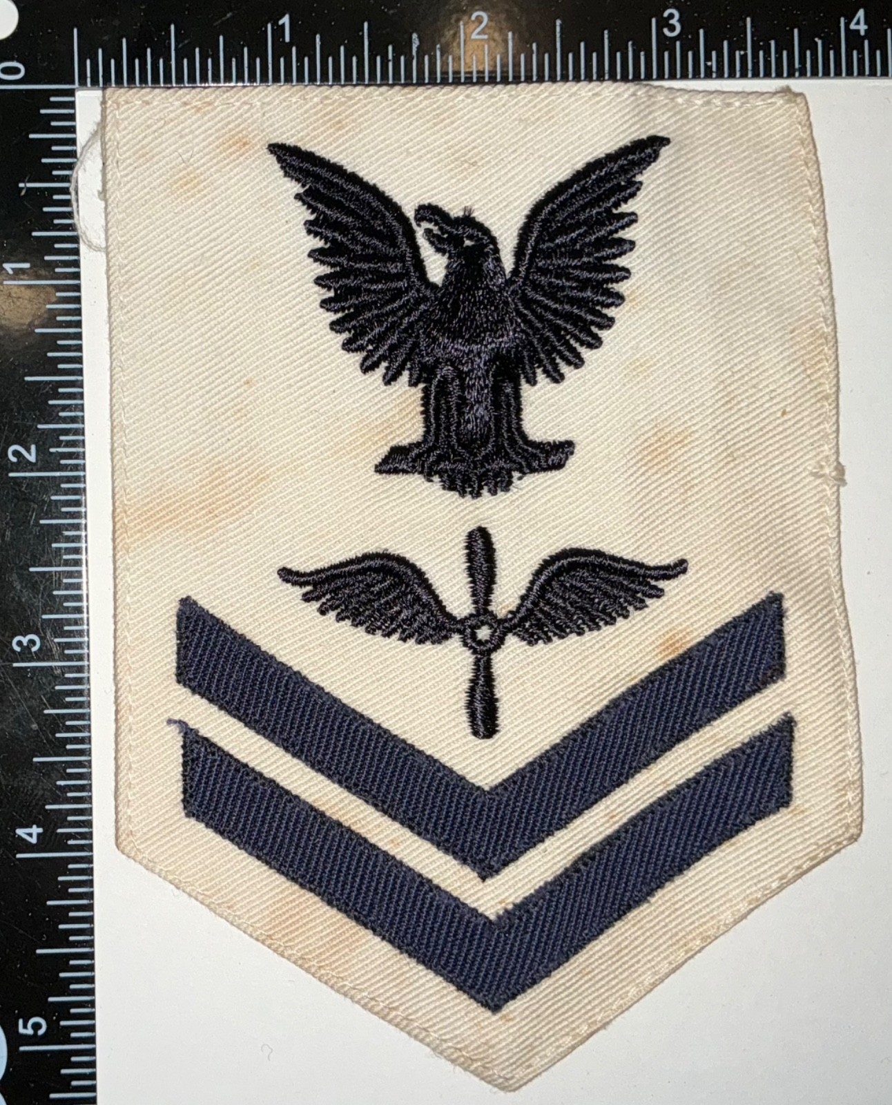WWII USN US Navy Aviation Mechanic Petty Officer 2nd Class WHITE Rate Patch