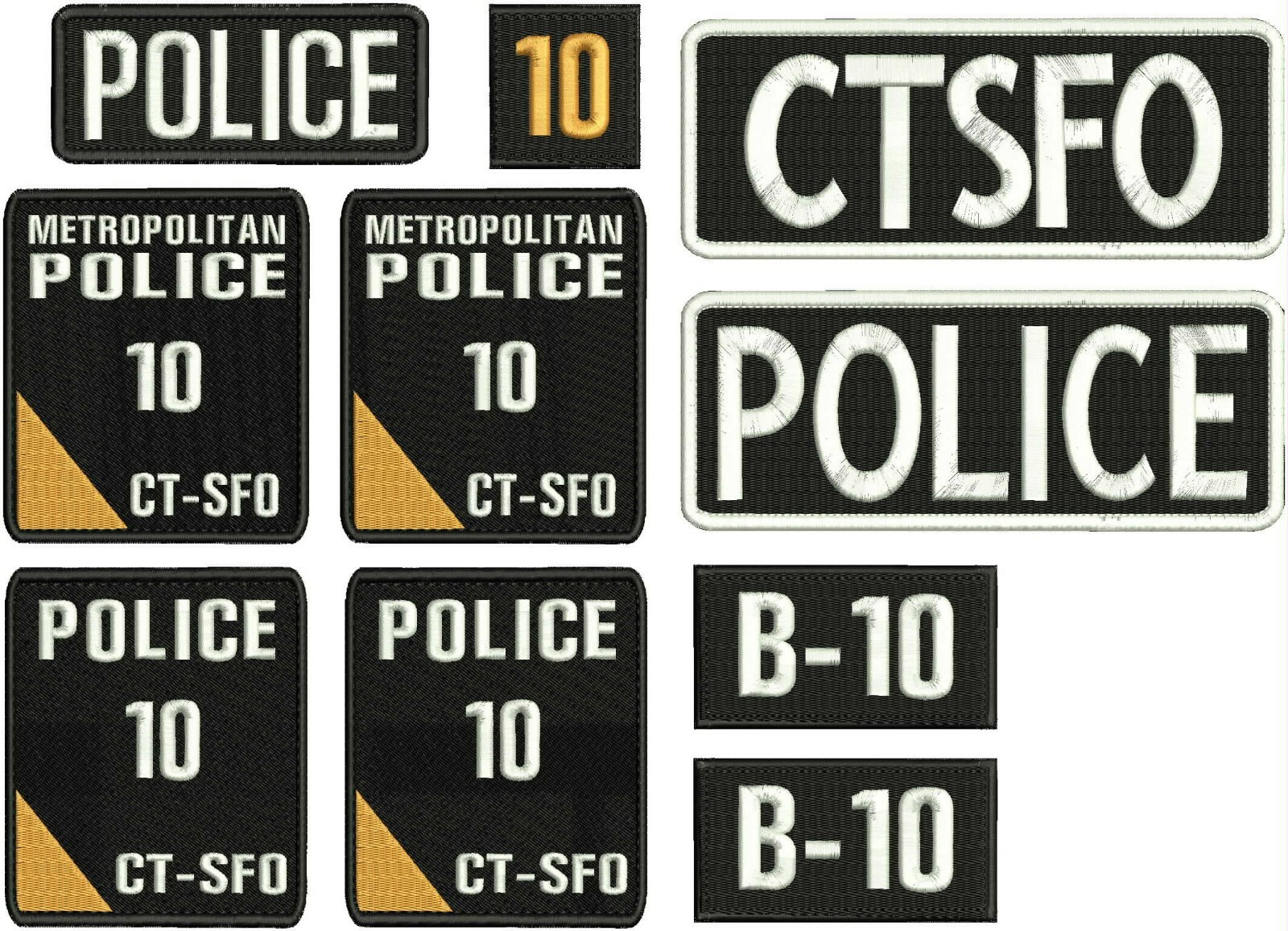 Metro Police  and CTSFO 10 CTSFO embroidery patches 4x4.5 with call signs Hook
