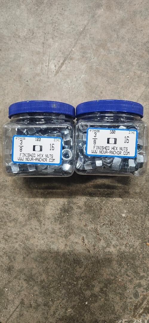 3/8x16 finished hex nut zinc 100 pcs. per jar ***500 pcs.