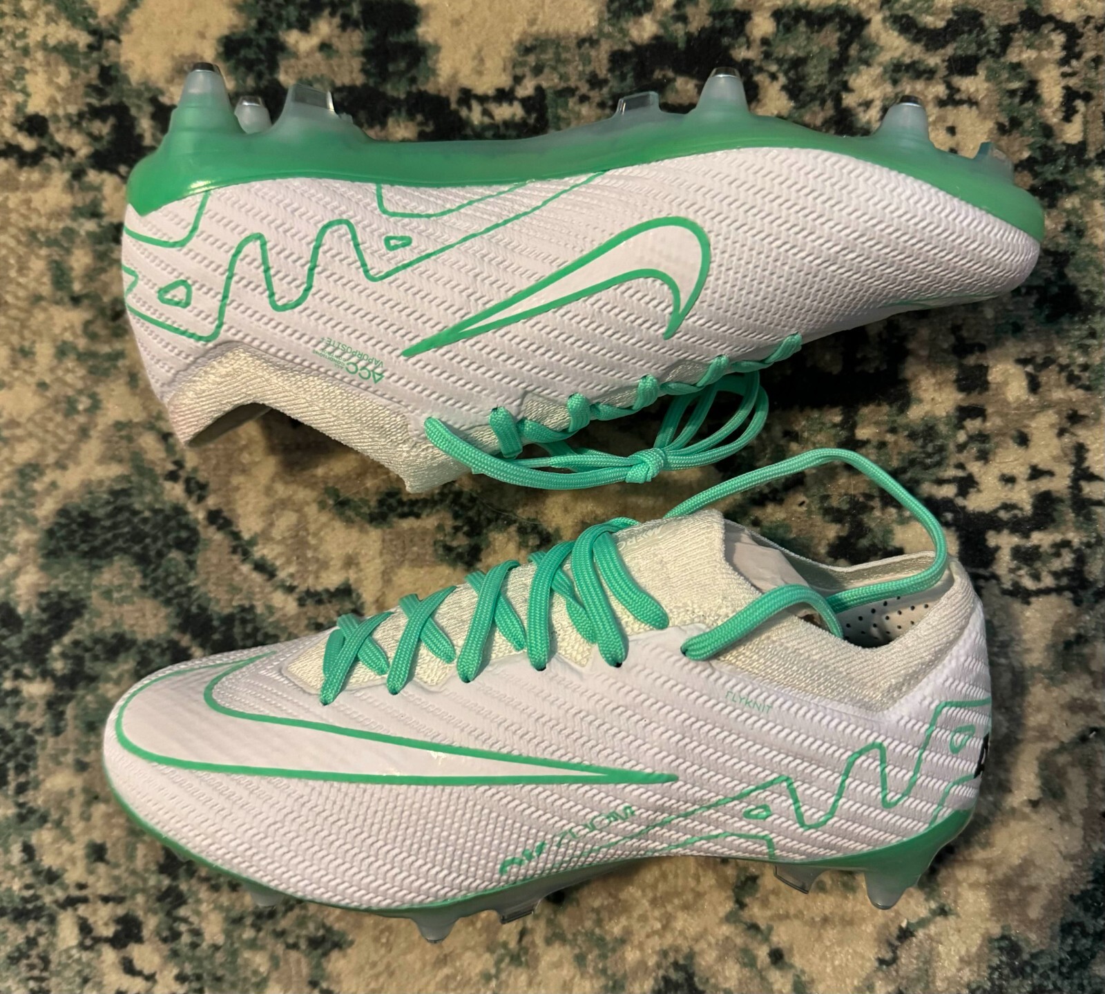 Women's Size 5.5 Nike By You Zoom Vapor 15 Elite FG White Mint FN6748-901