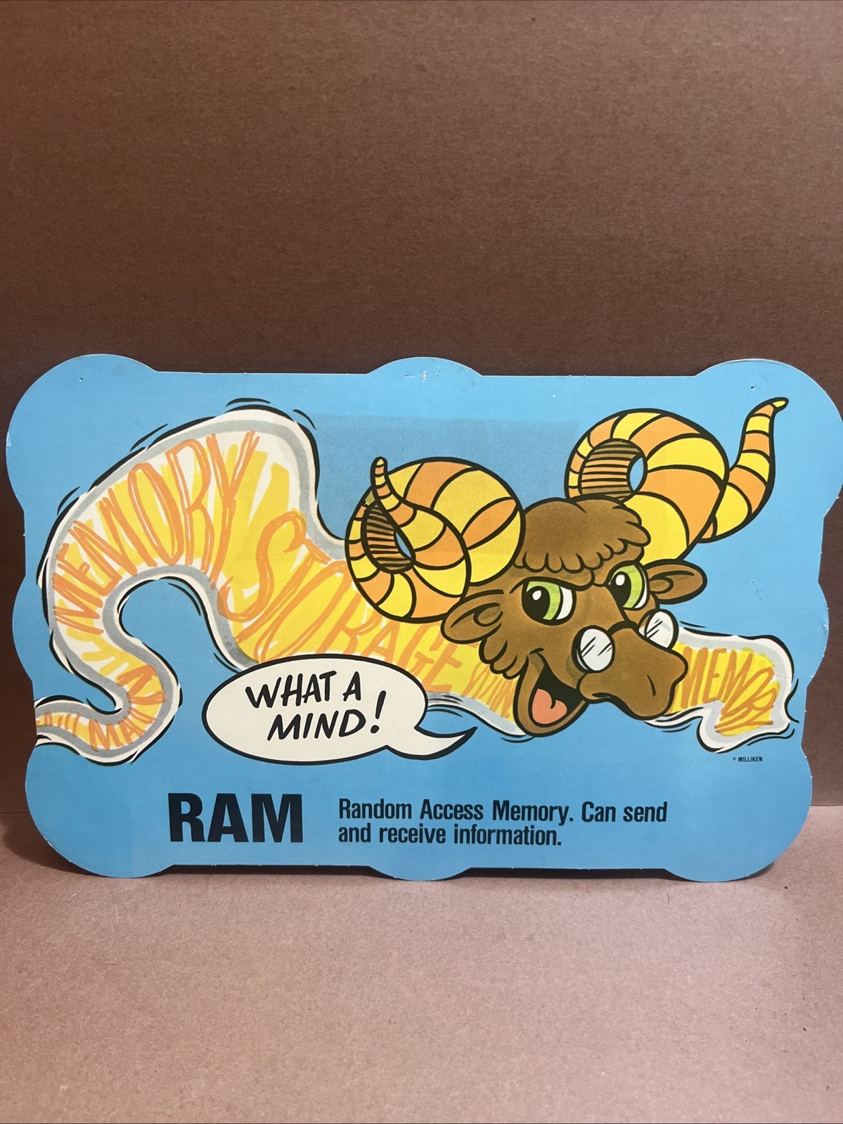 Vintage Computer Classroom Sign Milliken Programming Terms Ram Random Access 90s