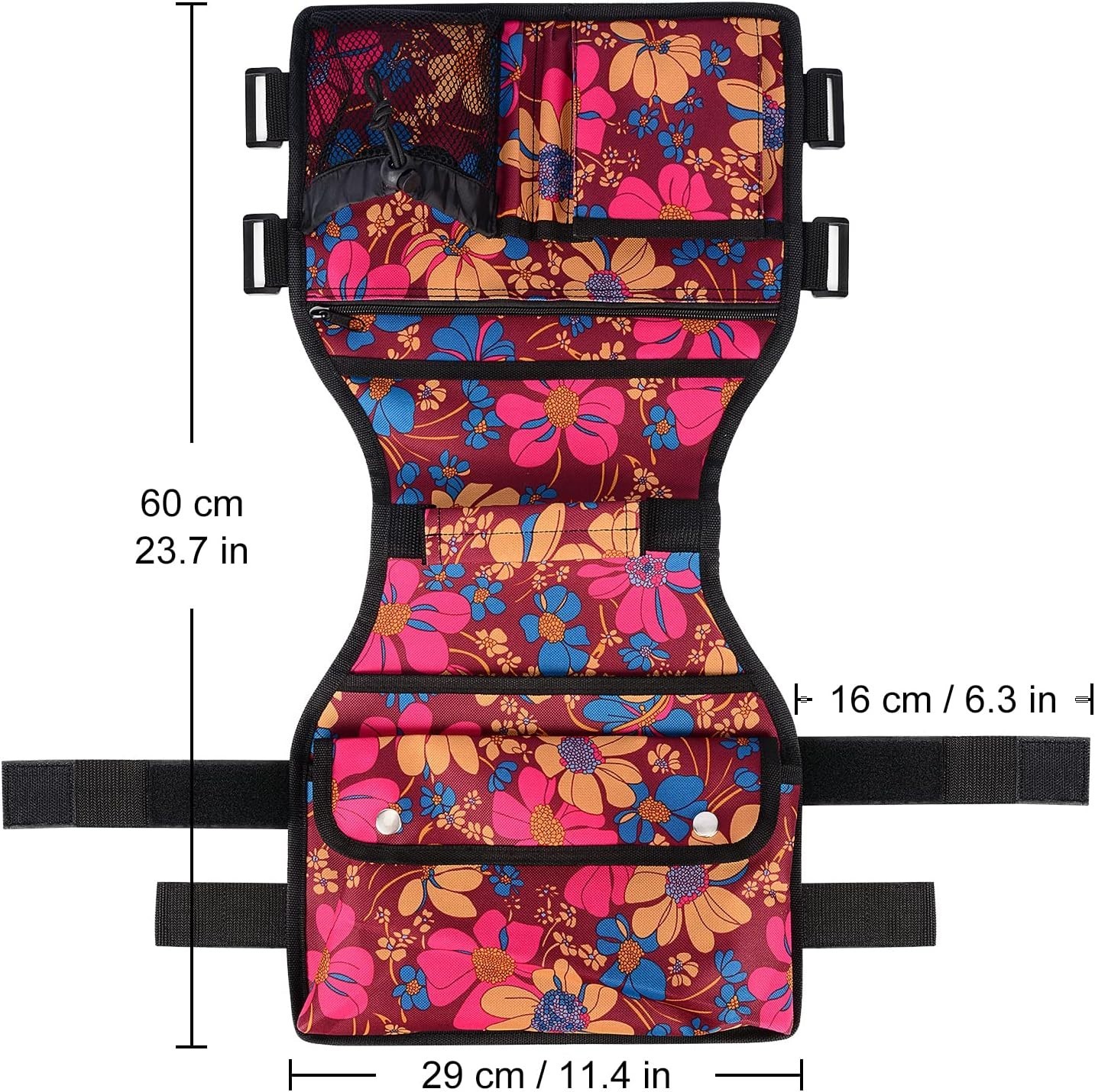 Multifunctional Walker Accessories Bag with 8 Pockets & Cup Holder for Elders