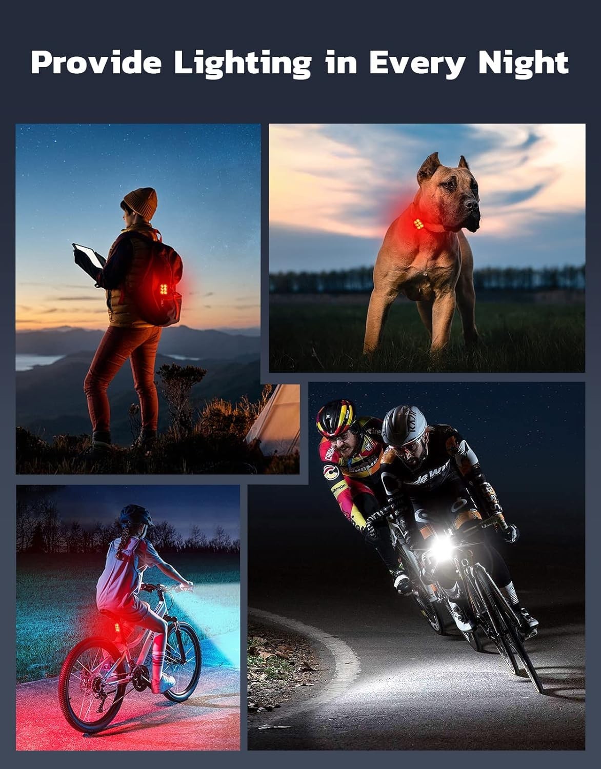 Compact Waterproof Bike Lights - Rechargeable Front & Rear, 10 Dynamic Modes