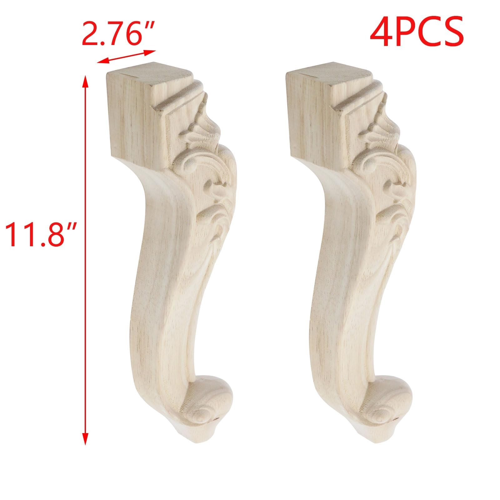 T Tulead 300mm/11.8" Height Wooden Furniture Legs Unfinished Sofa Feet Replac...