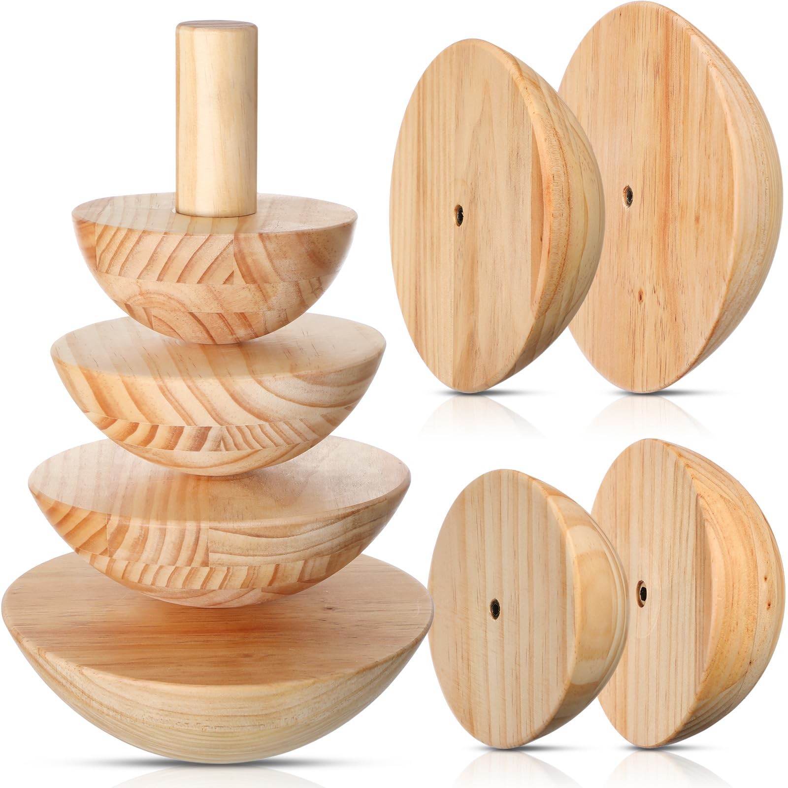 DoubleFill 4 Pack Pottery 5.5'' 6.5'' 7.5'' 8.5'' Thickness 2.5'', wood color