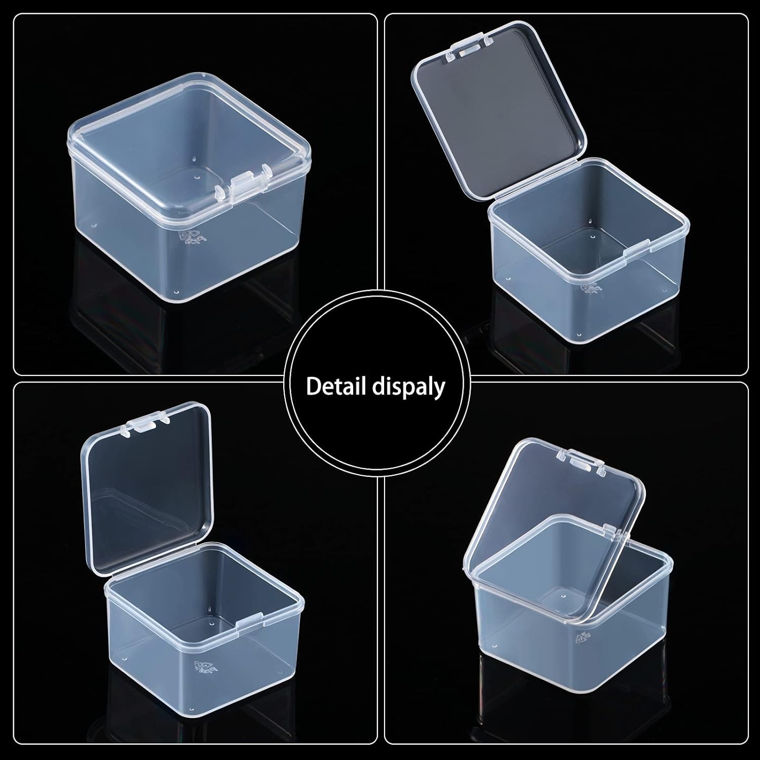 48 Packs Clear Small Plastic Containers Transparent 2 x 2 x 1.4 in,