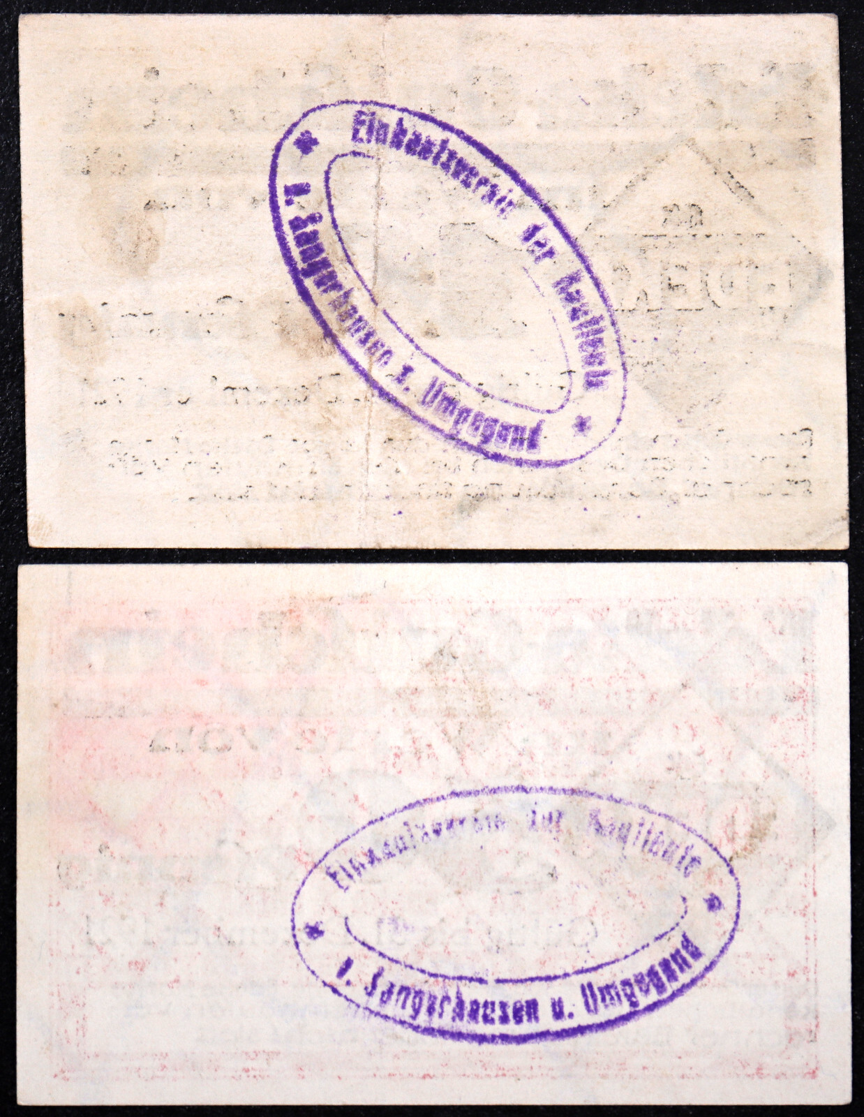 SANGERHAUSEN exp. 1921 RARE Stamp on BERLIN EDEKA 10 + 50 Pfennig Notgeld