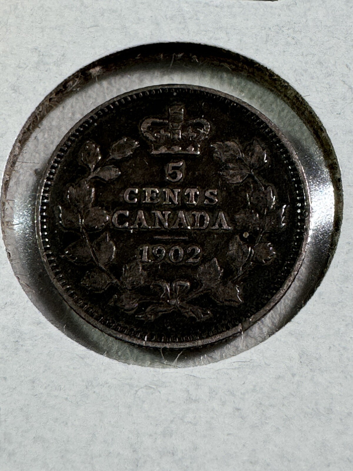 1902 Canada 5 Cents Small Silver Coin