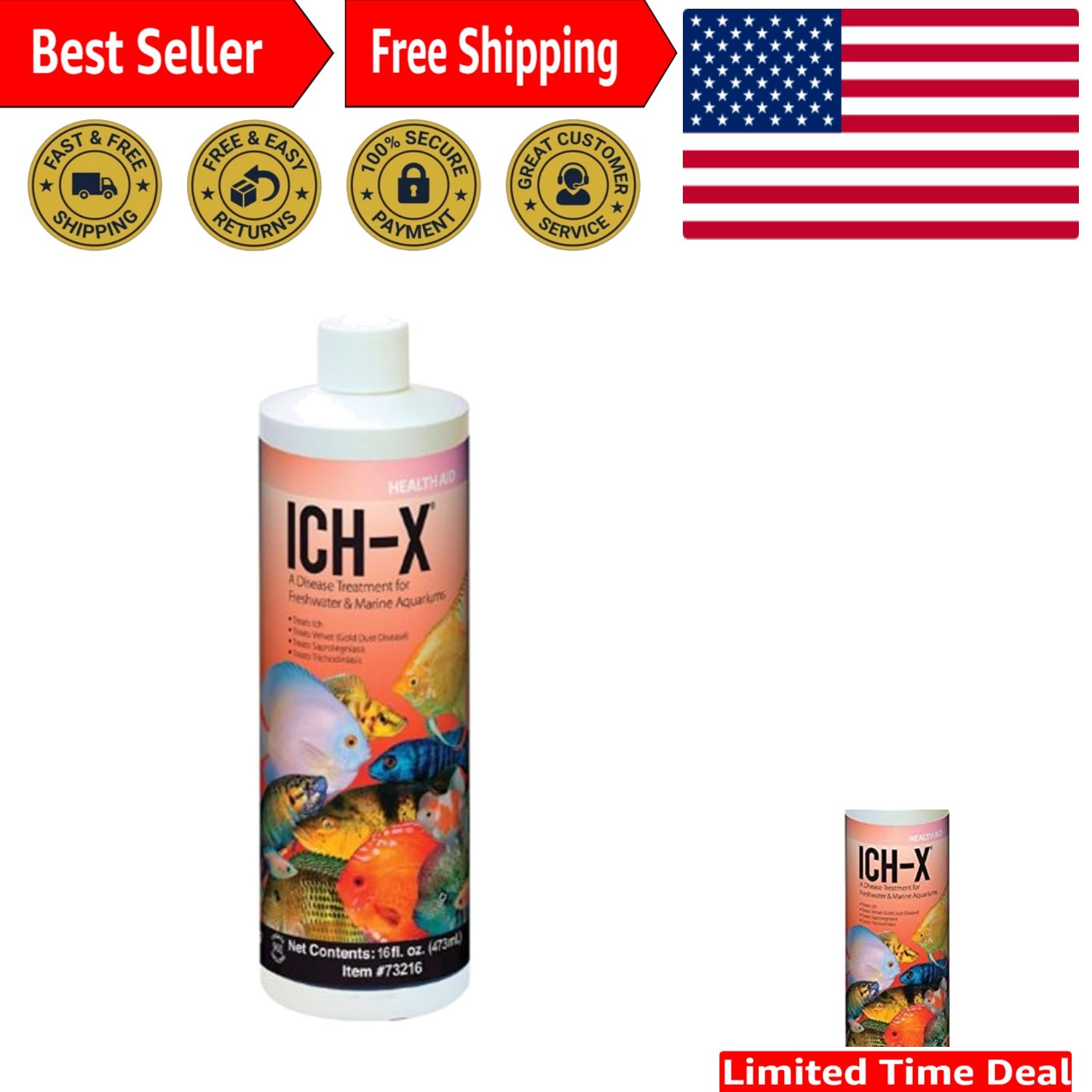 Hikari Ich X - Advanced 16oz Treatment for Fish Health & Disease Prevention