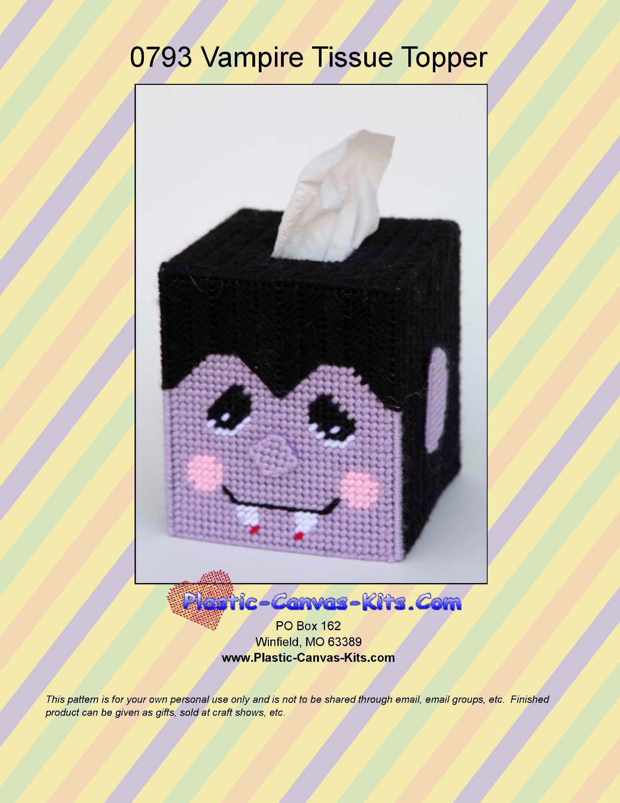 Vampire Tissue Topper-Halloween-Plastic Canvas Pattern or Kit