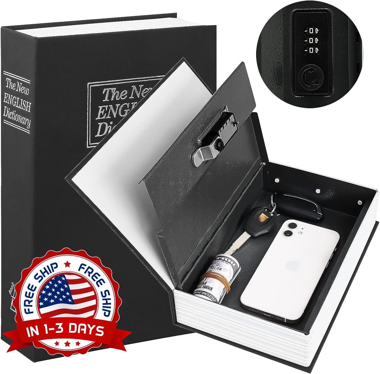 Caja Fuerte Para Libros Cerradura Secreta: Caja Fuerte Con Combinacion De Des...