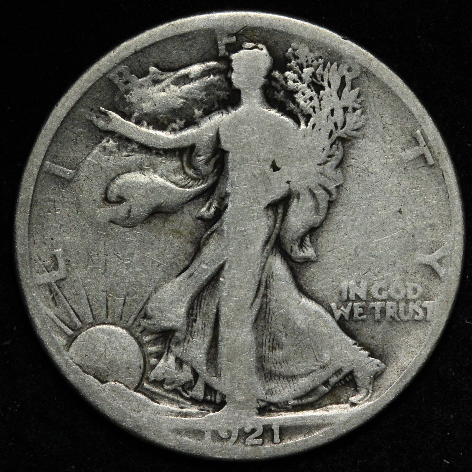 1921 Walking Liberty Silver Half Dollar VG E367 AULM