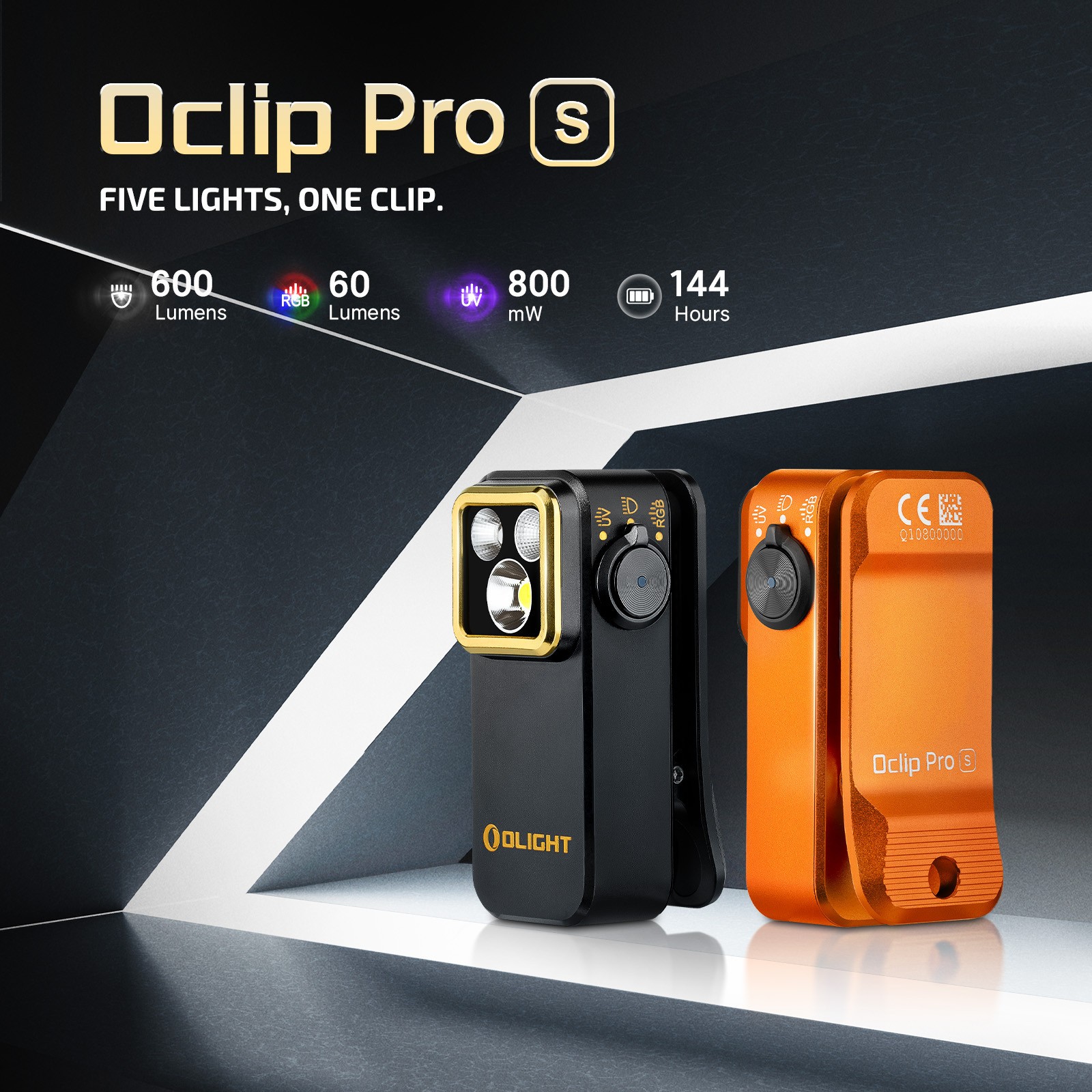 Olight Oclip Pro S Black Multifunctional Clip Flashlight & Oclip Headlamp Strap