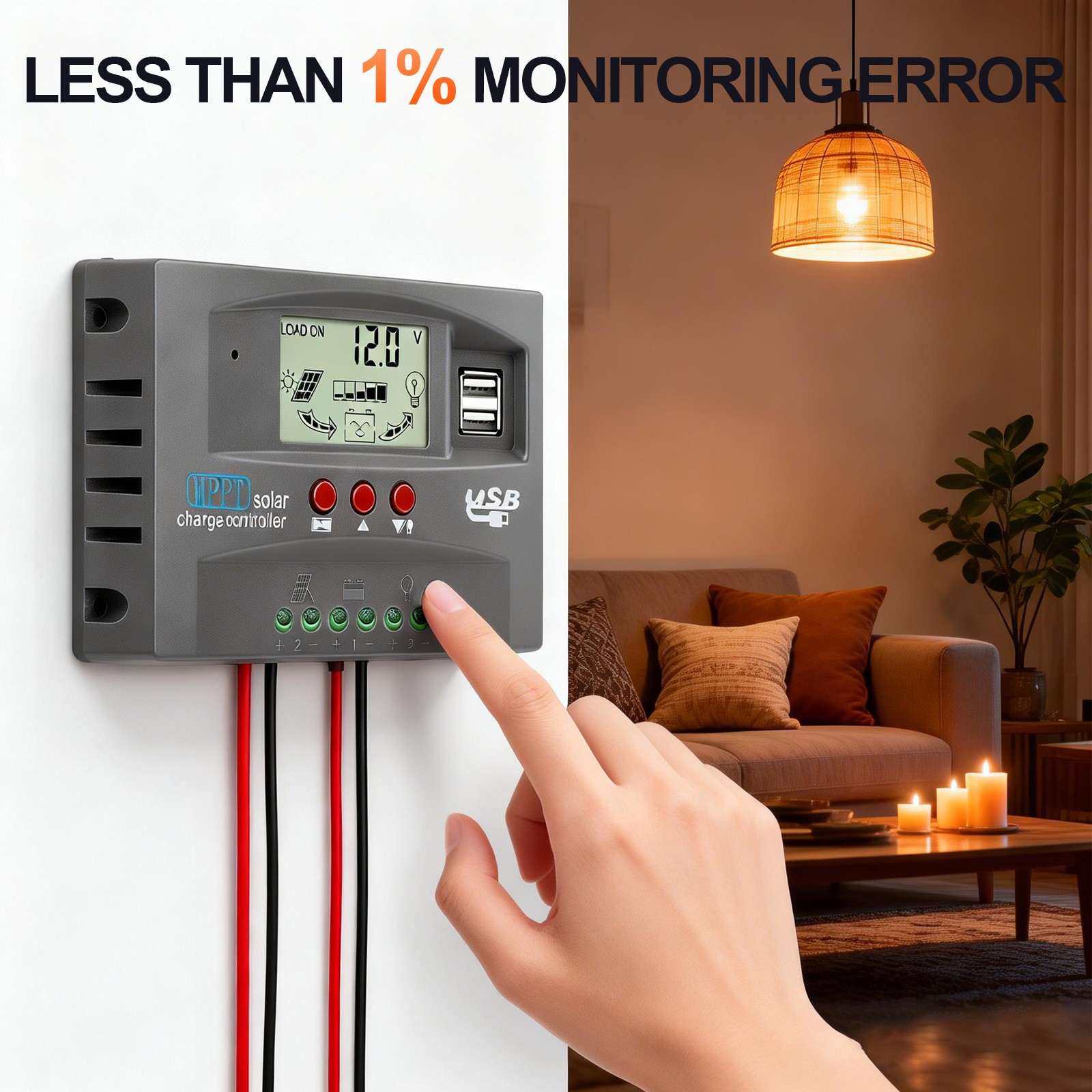 MPPT Solar Charge Controller 100A 12V/24V Auto LCD&USB Intelligent Regulator US