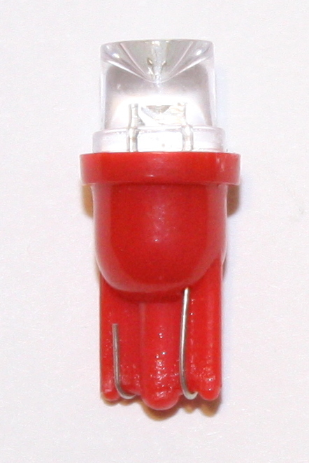 (10 Pack) - 6.3 Volt LED Bulb Concave 555 Wedge Base (T10) Pinball - RED