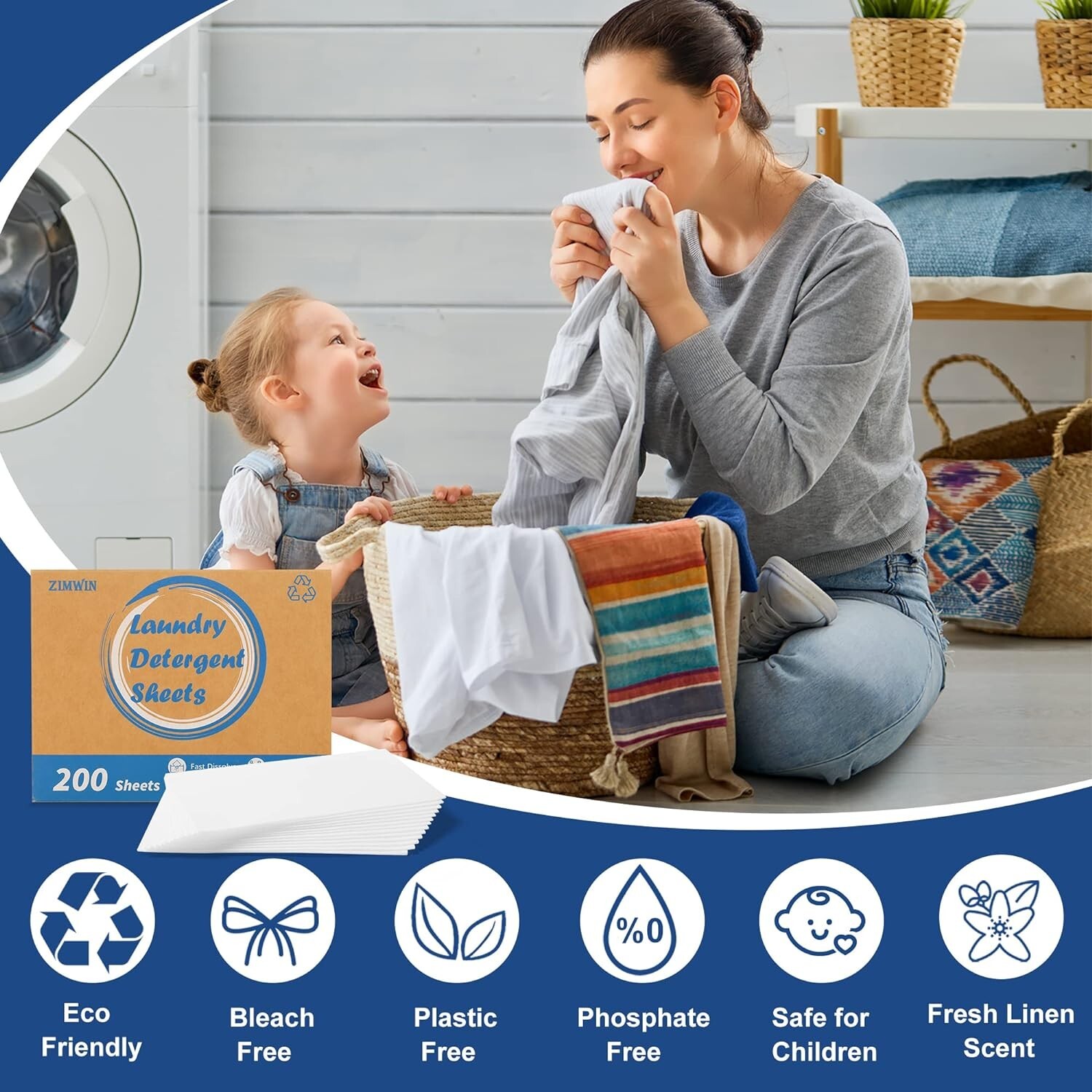Laundry Detergent Sheets, 200 Sheets Fresh Linen Scent Laundry Sheets-200 Loads