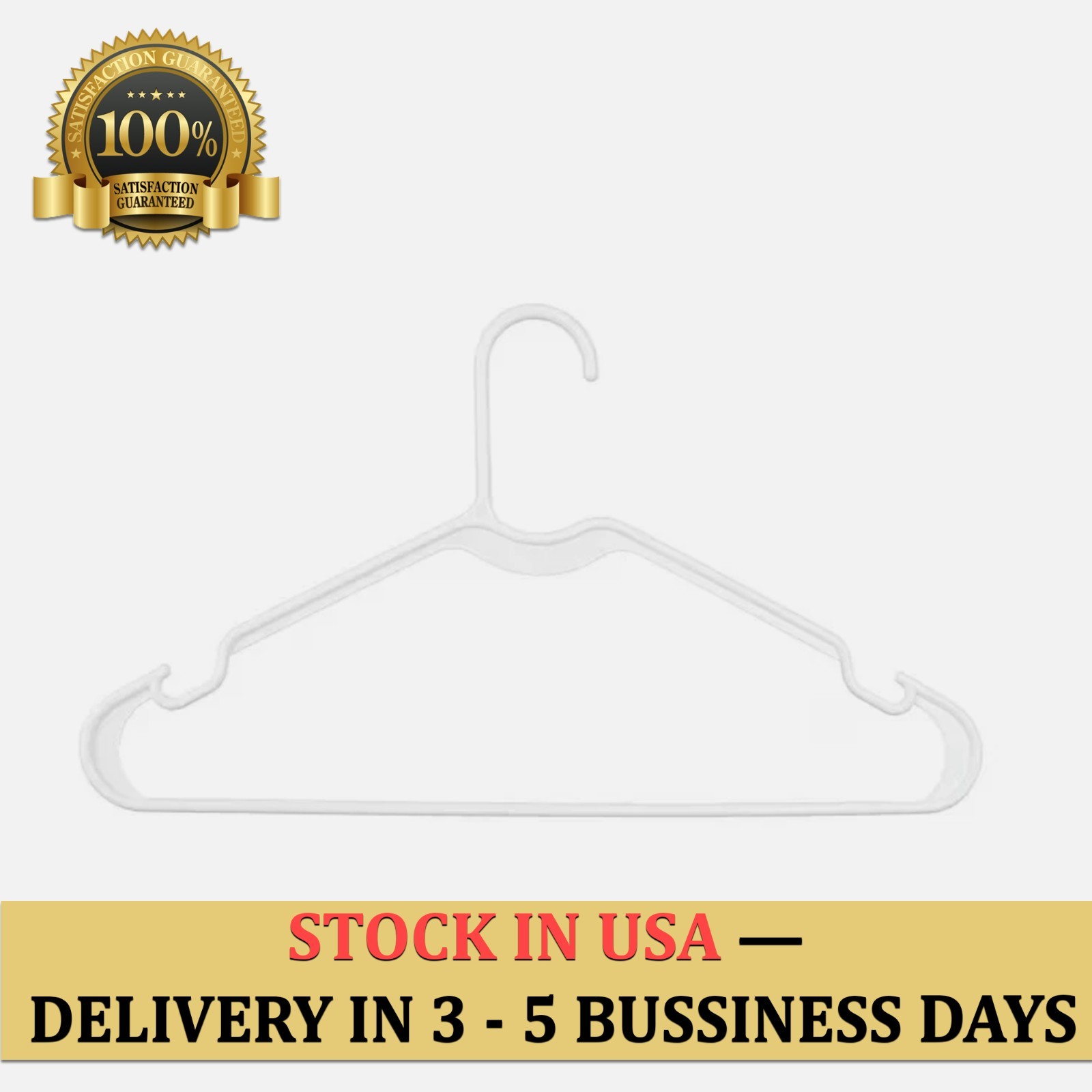 Heavy-Duty Non-Slip Plastic Clothes Hangers with Double Hooks White 10 Pack