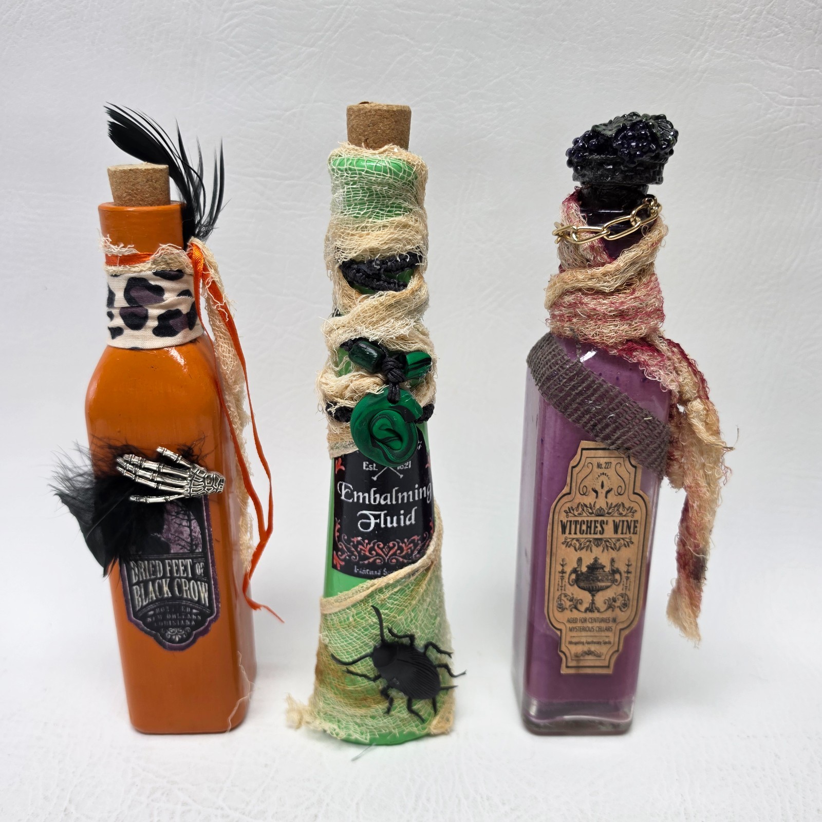 Custom Set of 3 Tall Fun Colorful Apothecary Potion Jars Halloween Décor