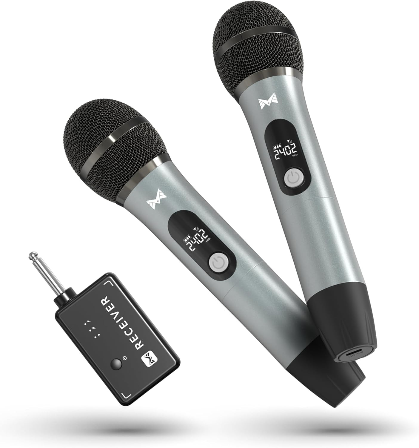 Wireless Microphones for Karaoke Machine, 2 Rechargeable Dynamic Microphones wit