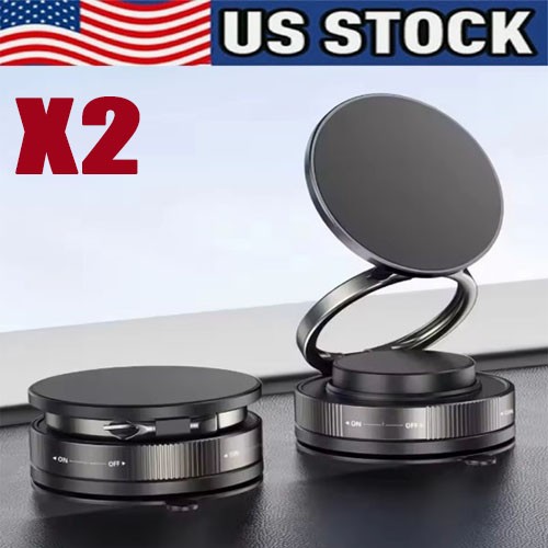 360° Vacuum Magnetic Phone Holder - Suction Cup Car Mount with Foldable Stand