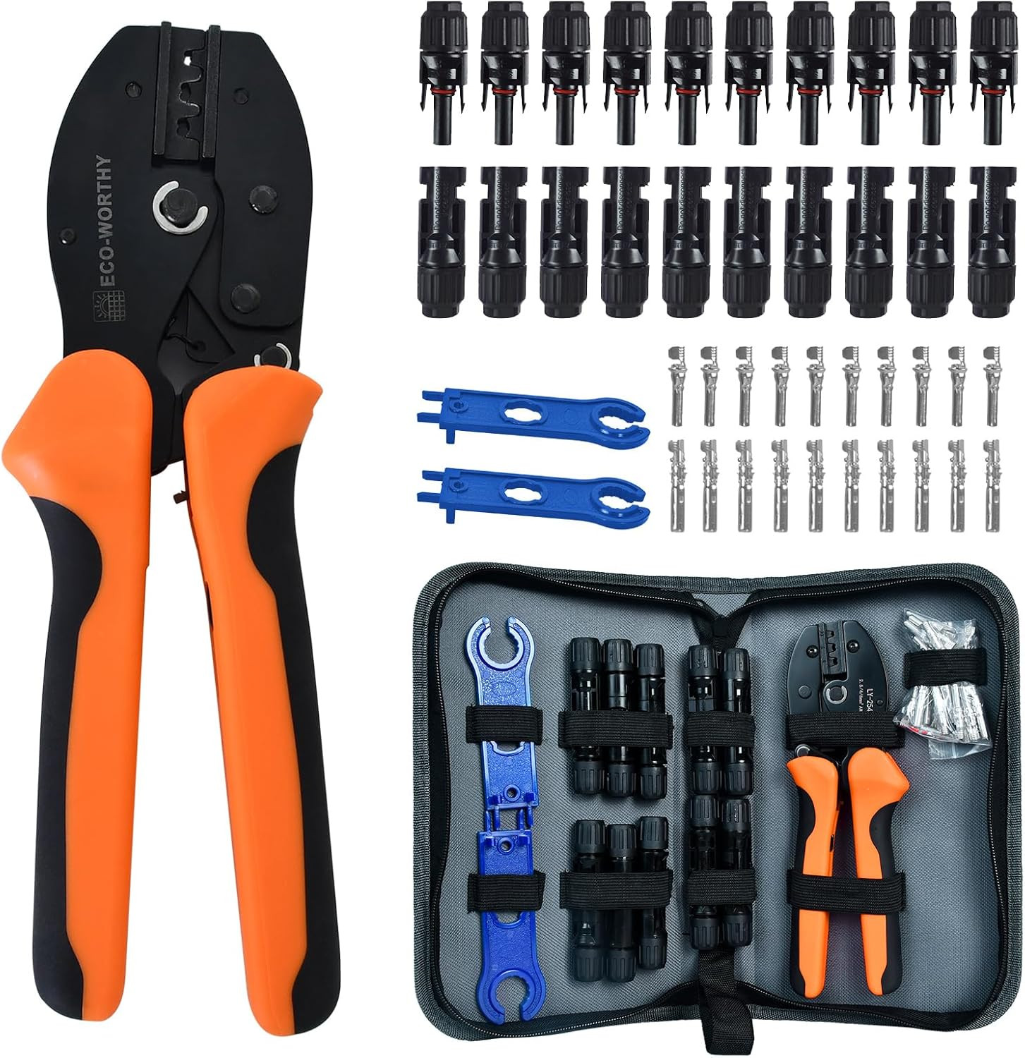Solar Crimper Tool Kit 13 PCS Solar Tools - a Crimper, 10 Pairs of Solar Connect
