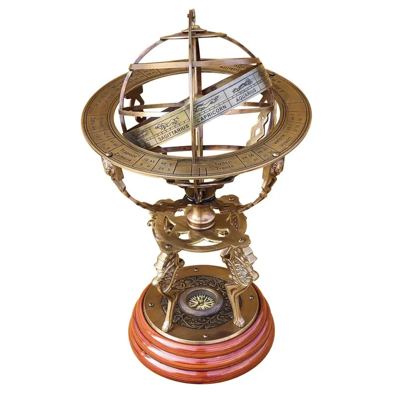 Armillary Sphere Globe with Compass Personalized Brass Astrolabe Nautical Gift