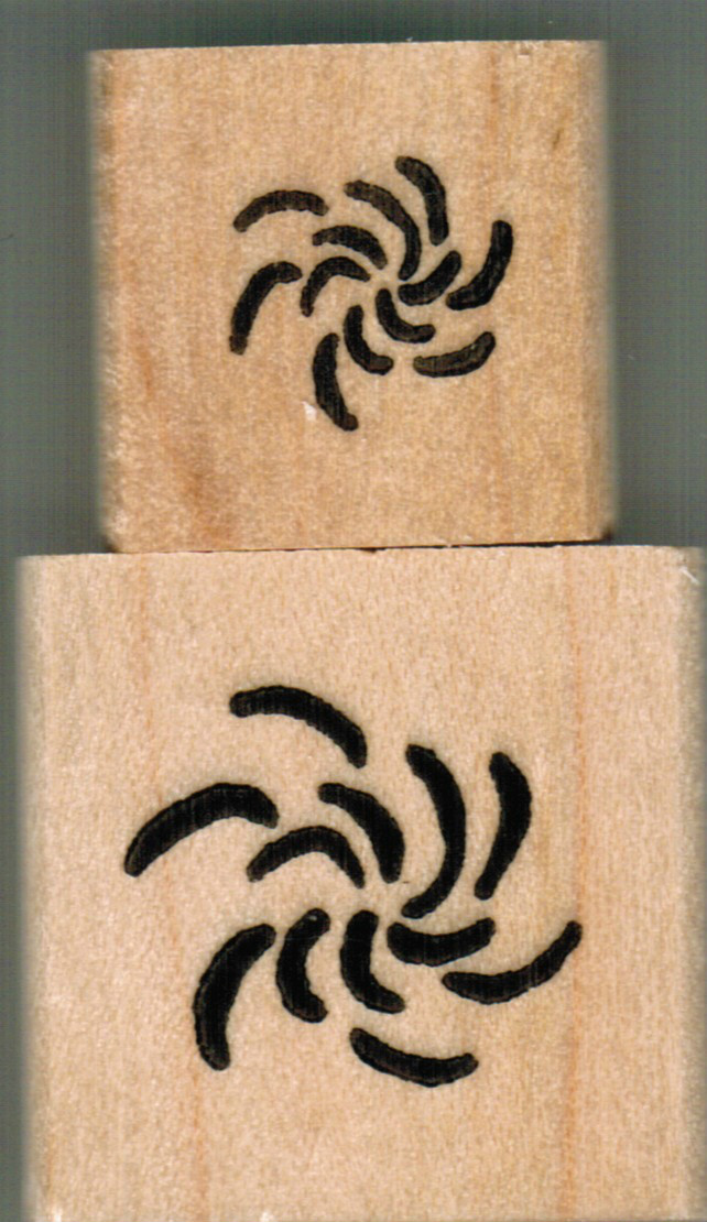 mounted rubber stamps   Swirls set of 2 stamps   1'" X 1"  and 3/4" X 3/4"