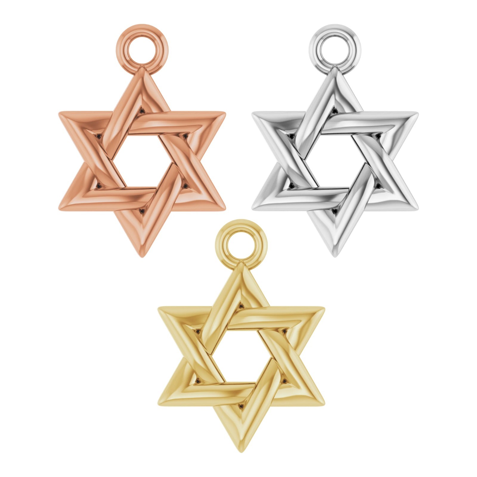 10K 14K 18K Solid Gold, Platinum & Sterling Silver Star of David Dangle