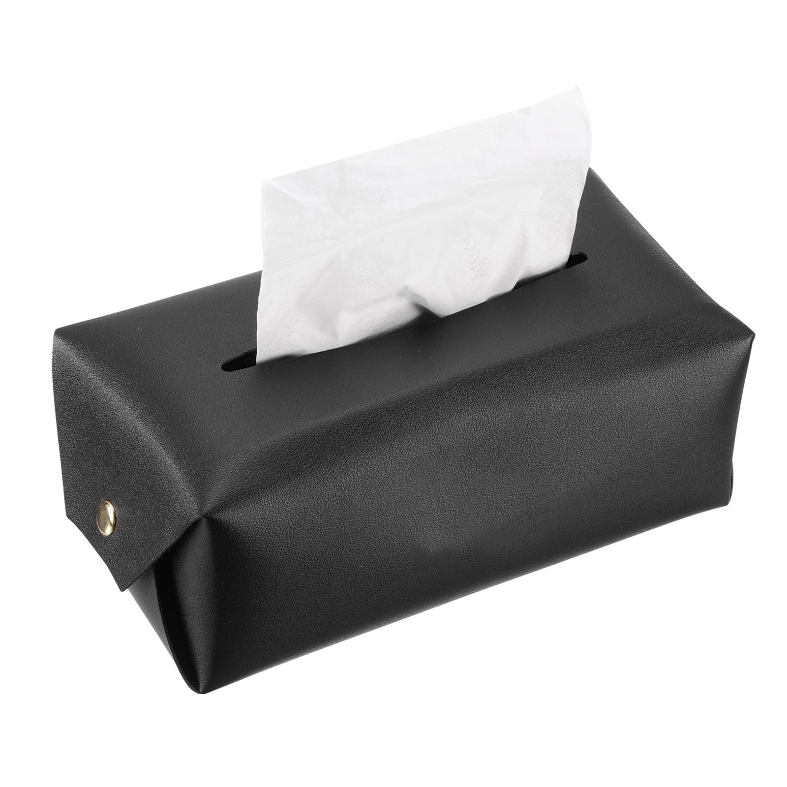 Tissue Box Cover with Button Tissue Box Holder(Black, 6.7 x 4.3 x 3.1 Inch)