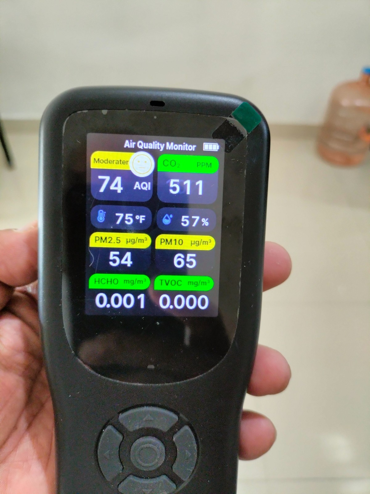 11-in-1 Air Quality Monitor - Portable Indoor Air Quality Detector Black HAQ66
