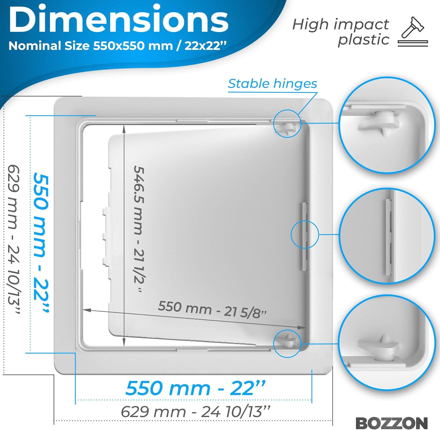 Drywall Access Panel - 22" x 22" White Plastic Cover for Plumbing Access