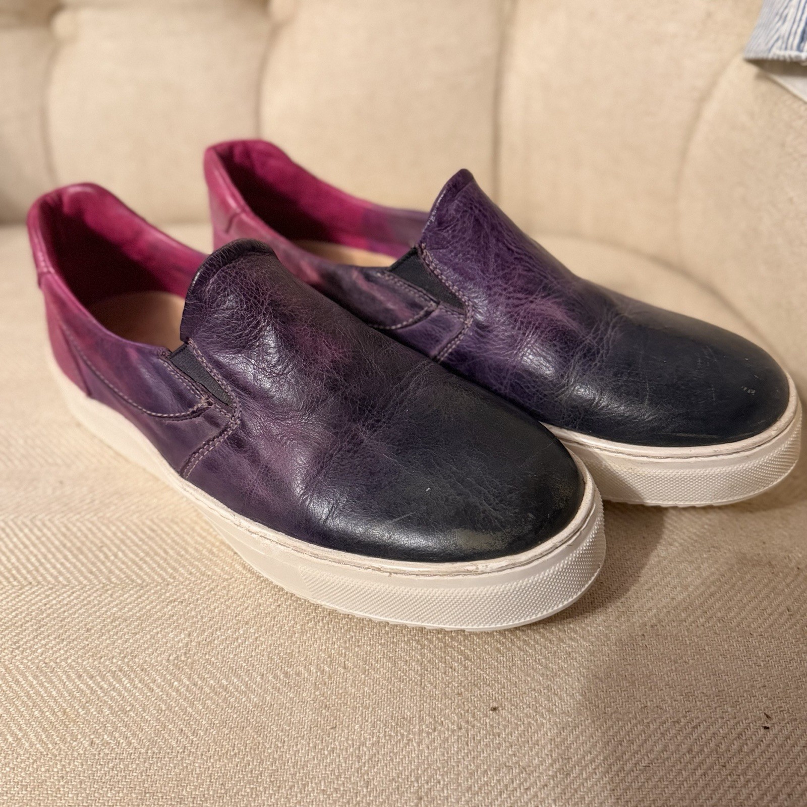 Bed Stu Hermione F319001 Womens Purple Pink Leather Loafer Shoes Brooklyn Size 8