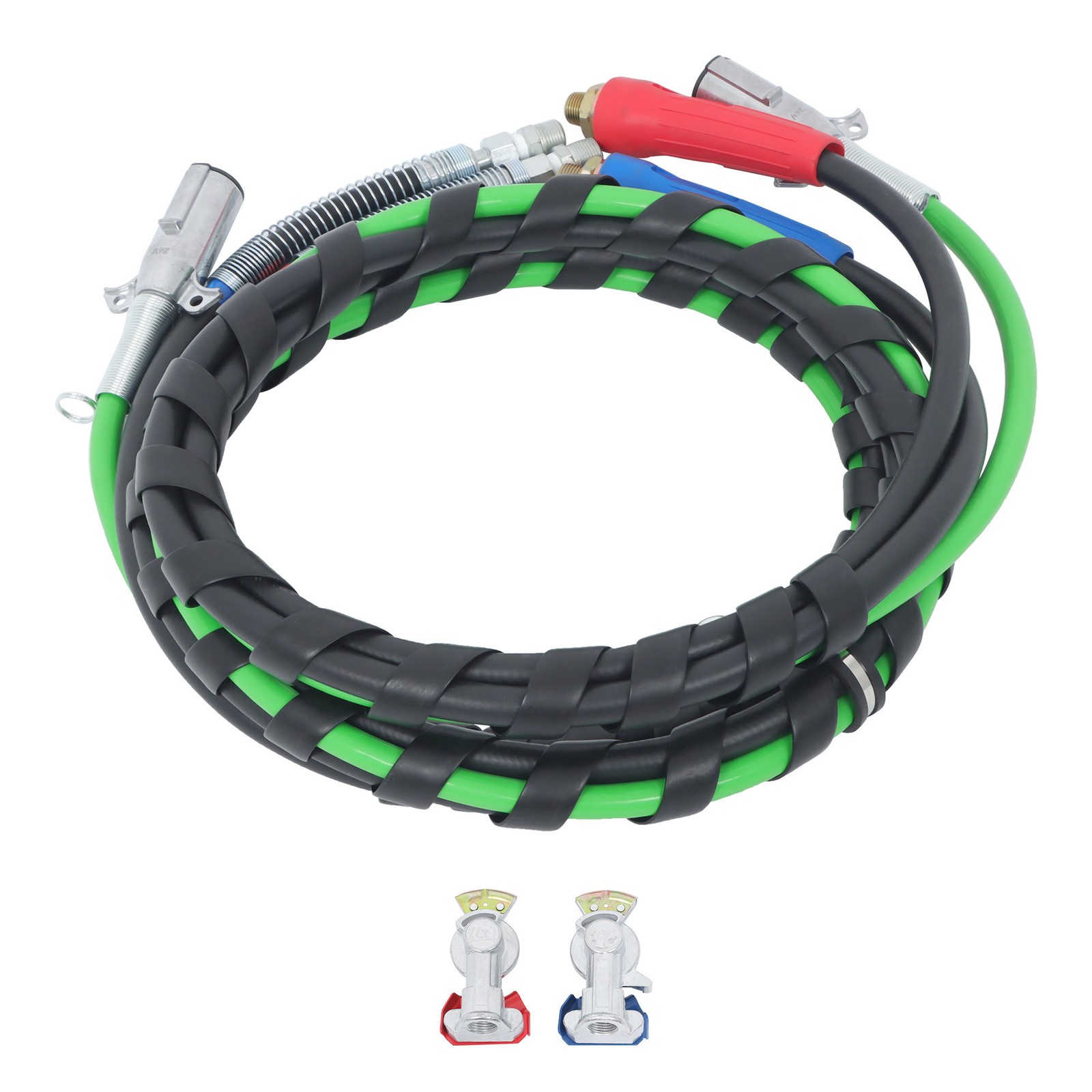 For Semi Truck Tractor Trailer Air Line Hose w/Accessories 12FT 3-in-1 Wrap Set