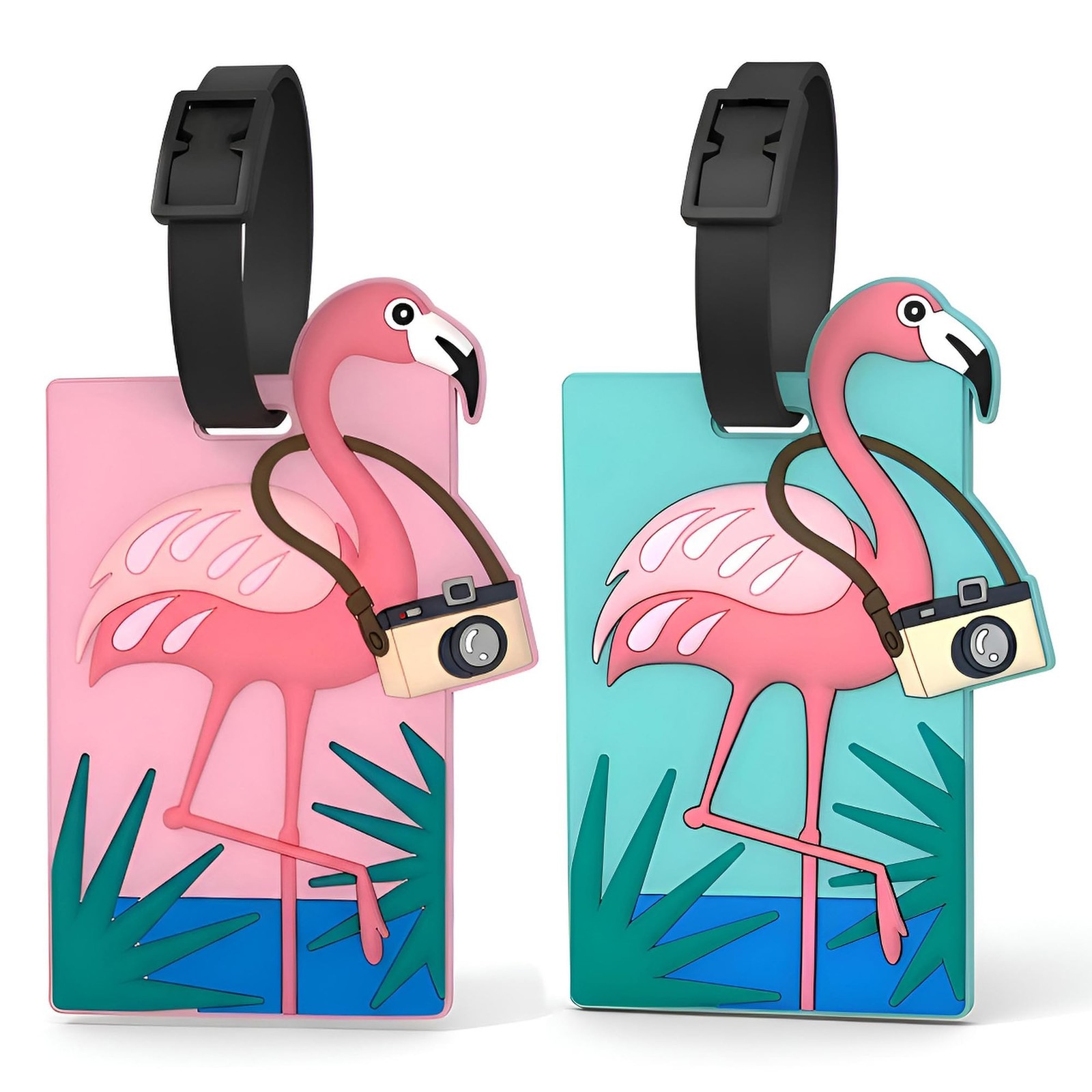 Cute Flamingo Luggage Tags for Suitcases, 2 Pack Tropical Silicone Name Tags ...
