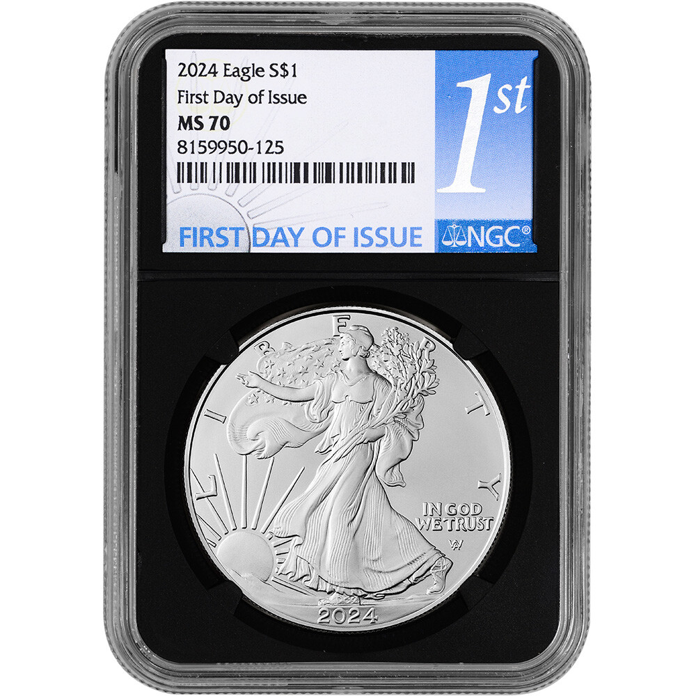 2024 American Silver Eagle - NGC MS70 First Day Issue 1st Label Black Core