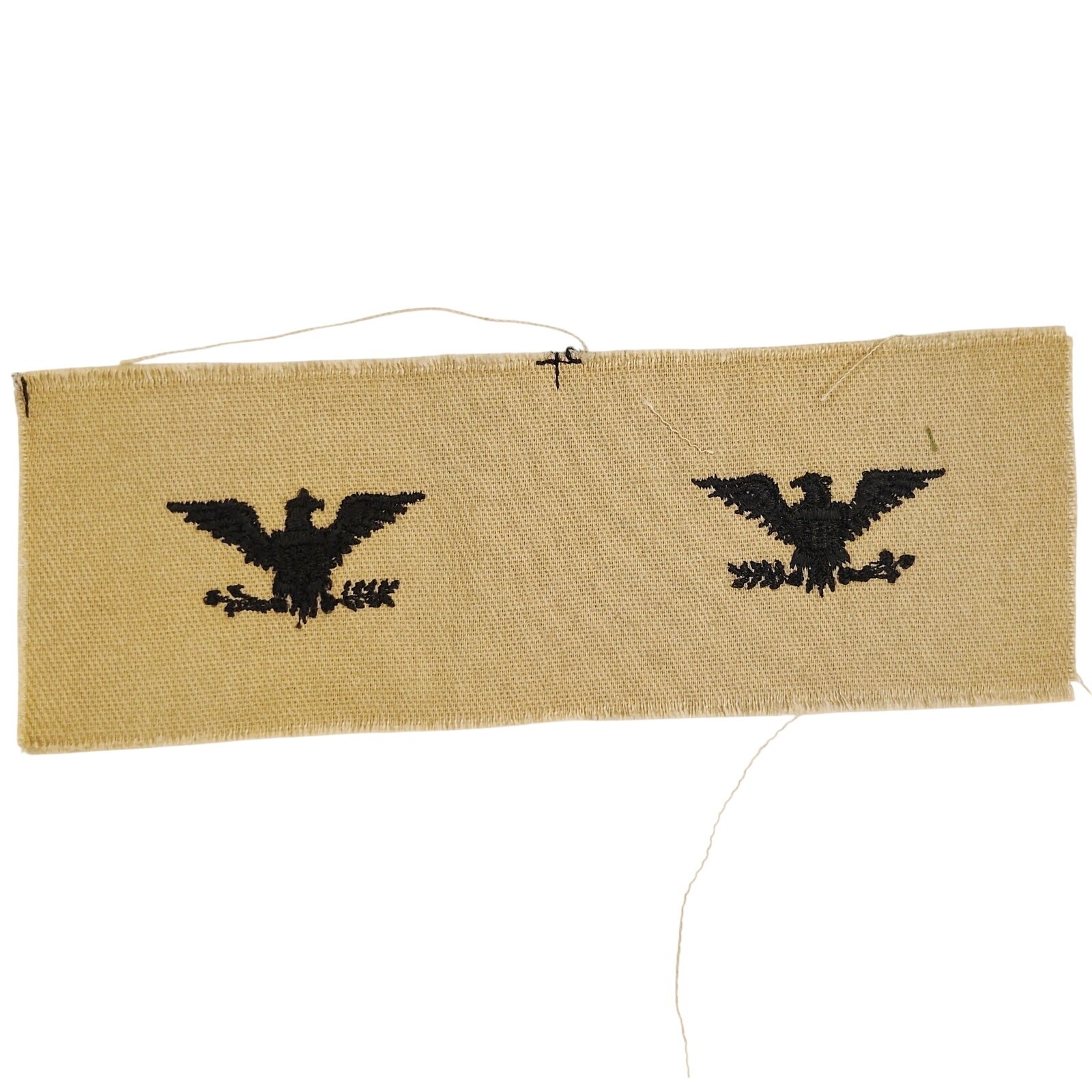 US Military Colonel O‑6 Rank Patch Pair Subdued Tan 2" × 6" Raw‑Edge Vintage
