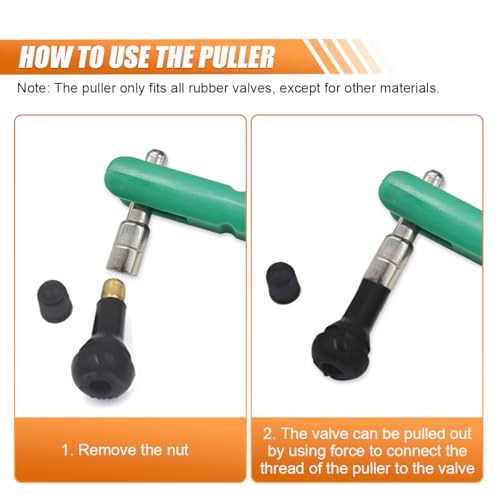 Car Tire Valve Stem Puller/Installer with Valve Core Tool - No Scratch Green