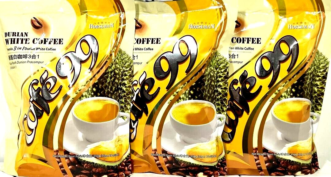 Cafe 99 3-In-1 Durian Instant Coffee 10 sticks x 35g ( Pack of 3 )~SALE