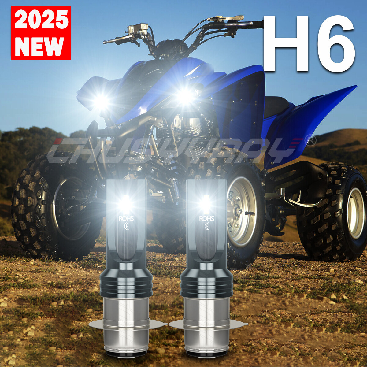 Headlights For Yamaha Raptor 700 700R 2006-2018 6000K White LED Bulbs H6M 2Pcs