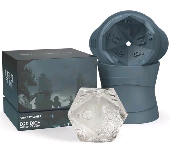 D&D 20-Sided Die Ice Mold - Dungeons & Dragons D20 Shaped Jumbo Ice Mold
